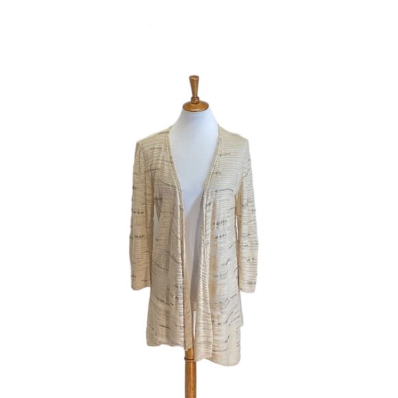 Nic+Zoe Linen Cardigan Beige Size L - Picture 2 of 13